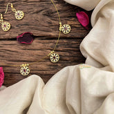 Vriksham Classic Gold Touch Floral Pendant Invisible Chain-White Red-G20605